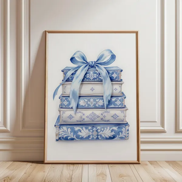 Blue Chinoiserie Book Wall Art Print