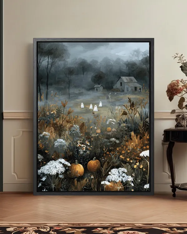 Autumn Farmhouse Spooky Rustic Halloween Art Print