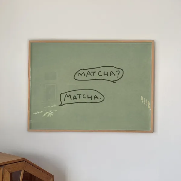 Handwritten Matcha Print, Trendy Kitchen Art Print