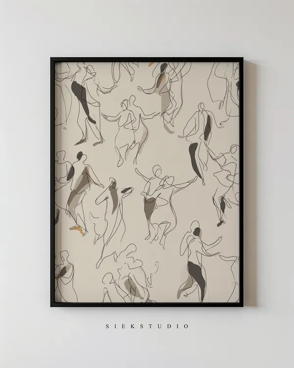 Abstract Dancing Figurative Line Drawing, Art Print
