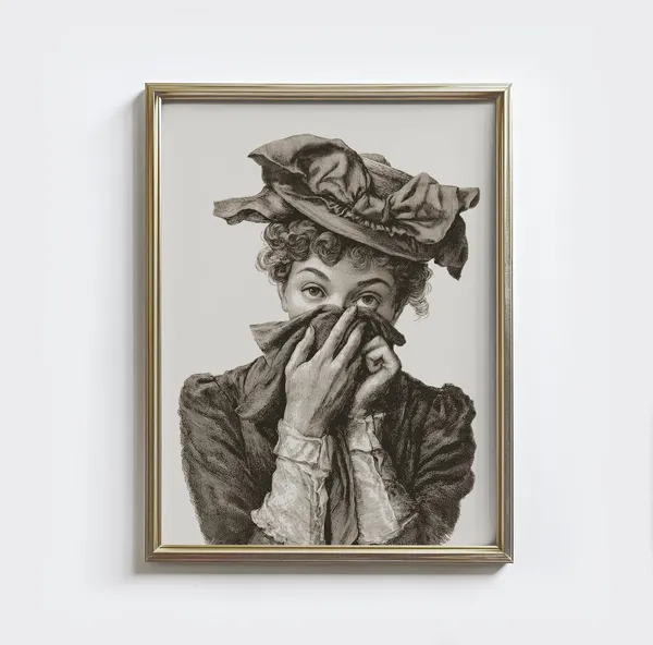 Vintage Bathroom Print, Victorian Woman Humor Poster