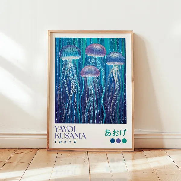 Yayoi Kusama Jellyfish Modern Art Print, Ocean
