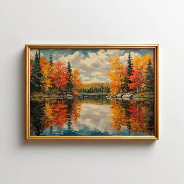 Lake Superior Autumn Painting, Minnesota Art Print
