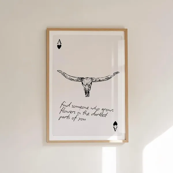 Western Ace Of Hearts Country Lyric Art Print