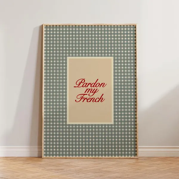 Gingham Bedroom Wall Art Checkered Retro Art Print