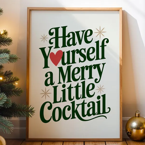 Christmas Cocktail Retro Holiday Art Print