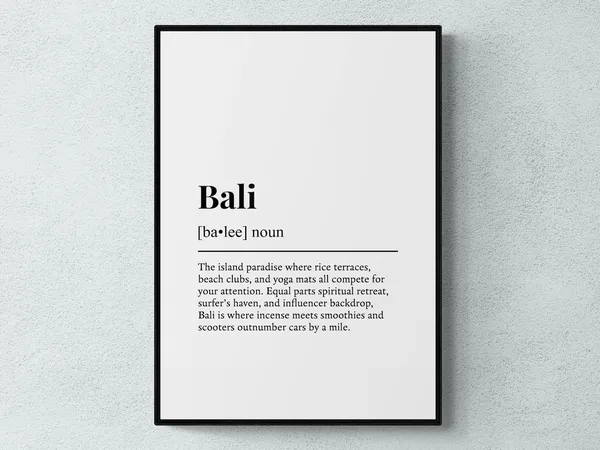 Bali Funny Definition Indonesia Travel Poster