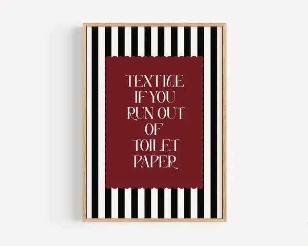 Funny Bathroom Wall Art, Black White Stripe Poster