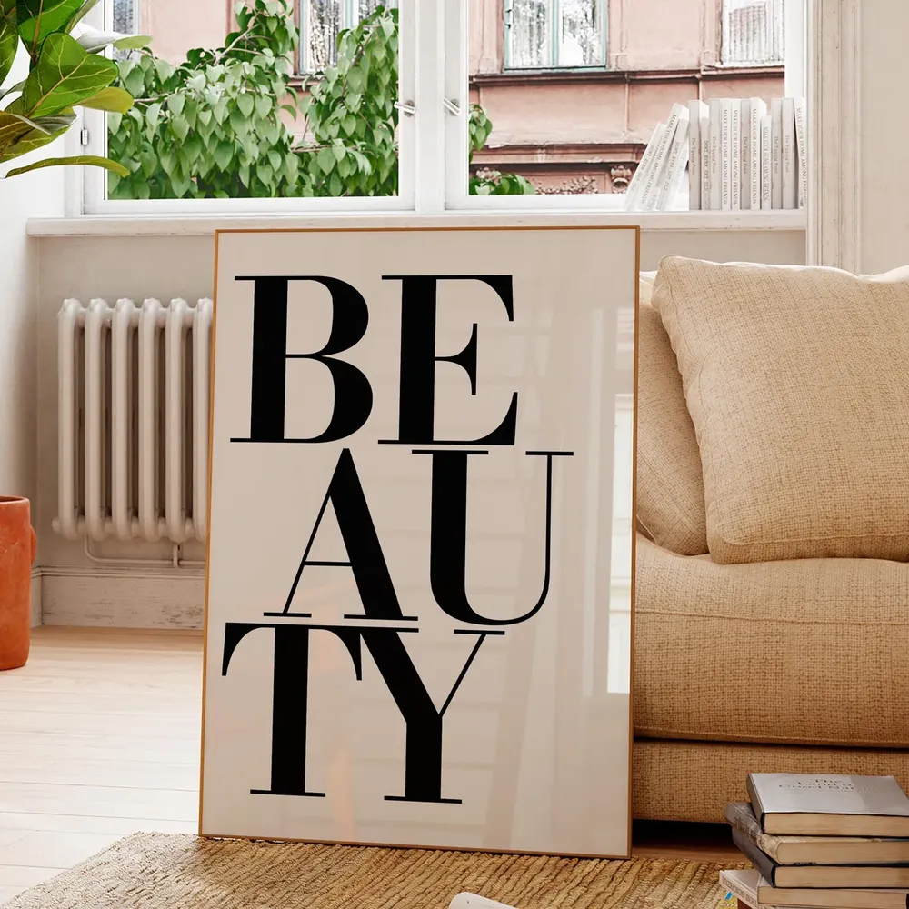 Beauty Typography Print, Minimalist Gallery Wall Art