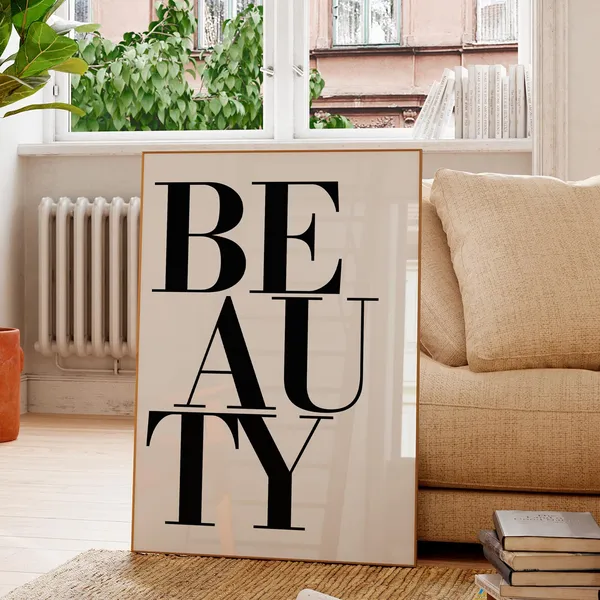 Beauty Typography Print, Minimalist Gallery Wall Art