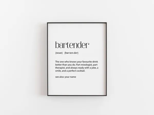 Personalized Bartender Definition Print, Funny Bar Decor