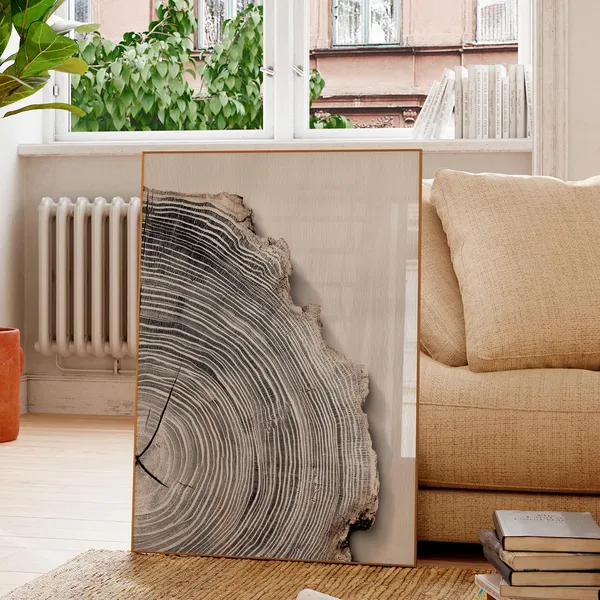 Tree Ring Black And White Farmhouse Art Print