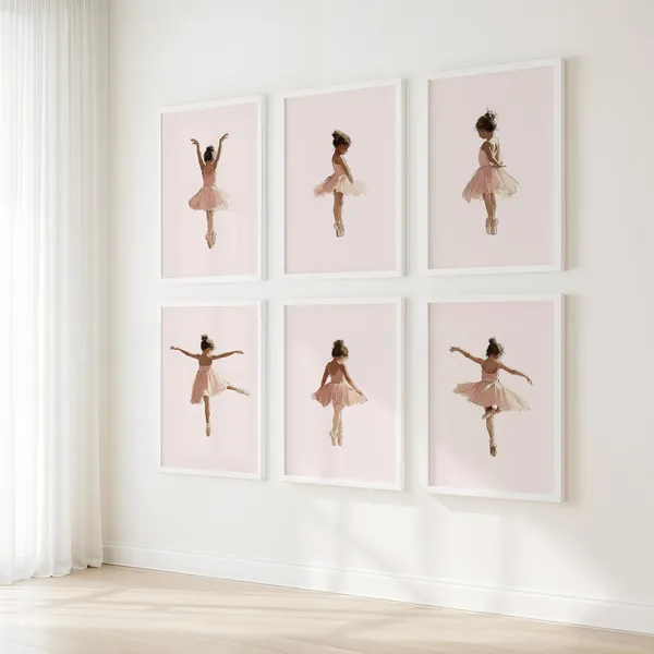 Elegant Ballet Dancer Art Print Set of 6
