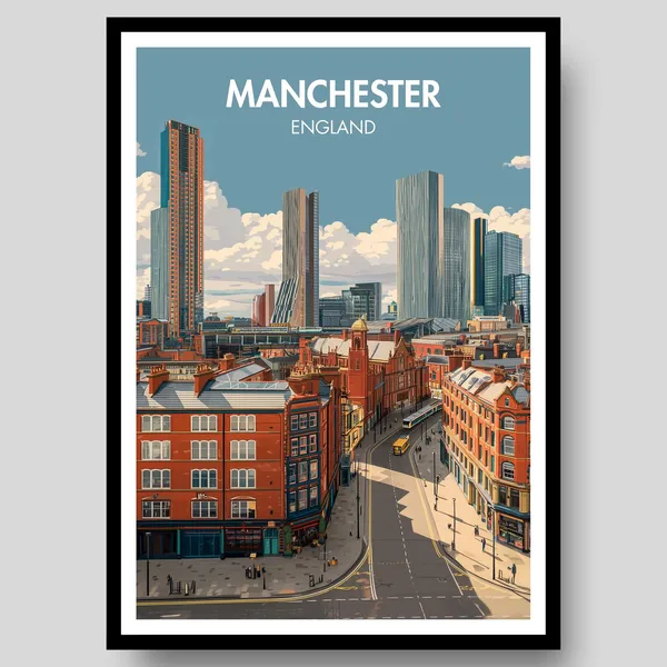 Manchester Travel Poster, City Print Art