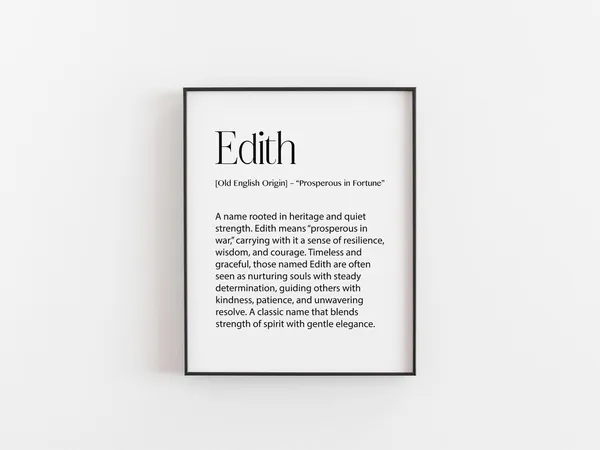 Edith Name Meaning Personalised Art Print, Minimalist