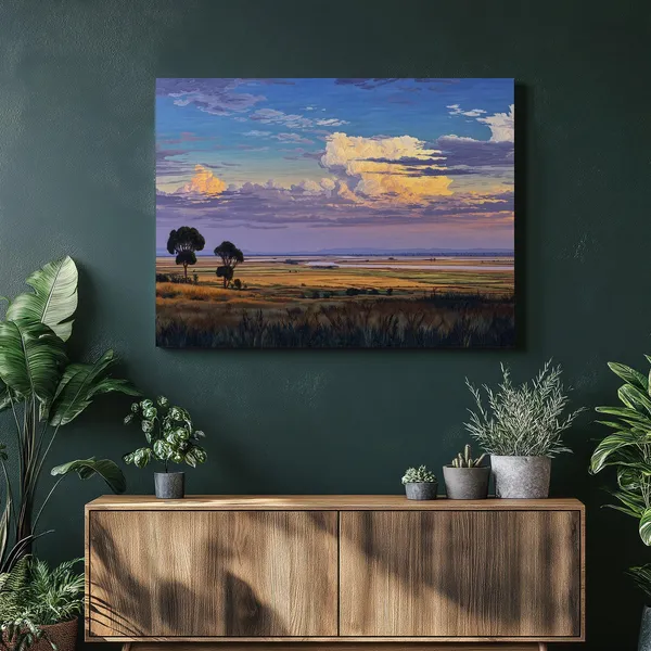 African Savanna Sunset Sky Landscape Art Print