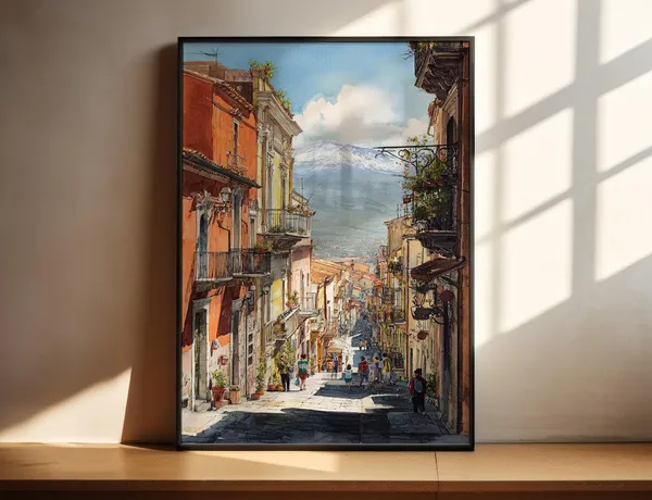 Sicily Italy Watercolor Travel Poster