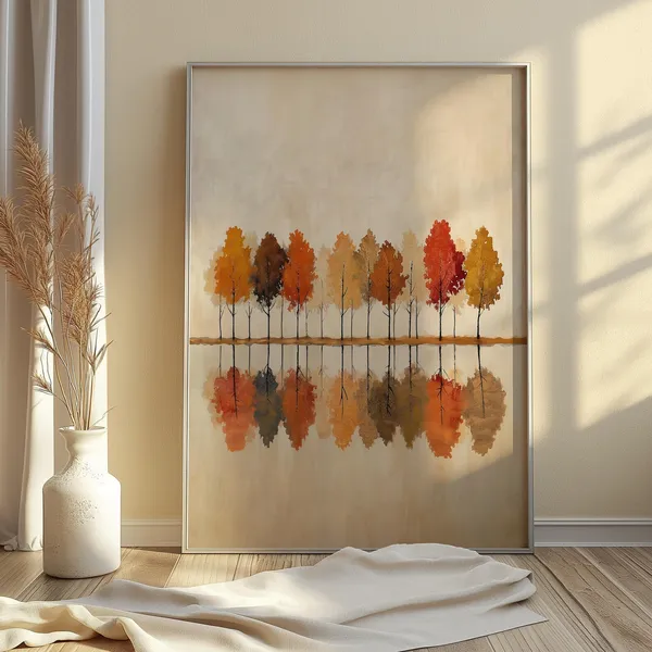 Muted Autumn Trees Fall Foliage Art Print