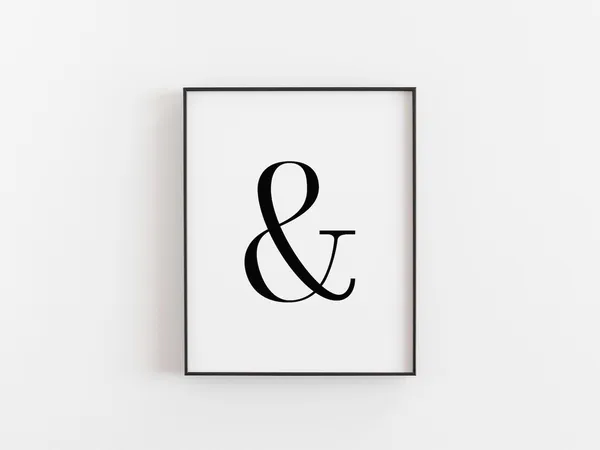 Ampersand Minimalist Typography Poster, Black White