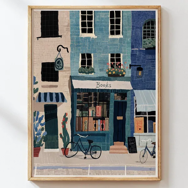 NYC Bookstore Art Print, Library Decor