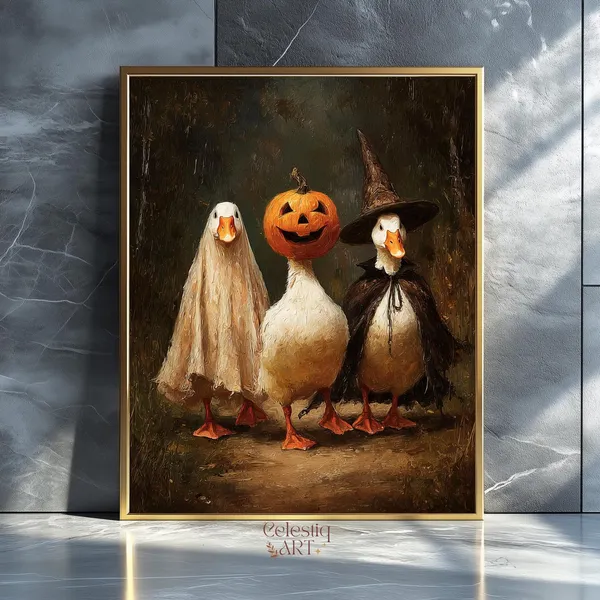 Halloween Goose Art Print, Cute Spooky Fall Decor