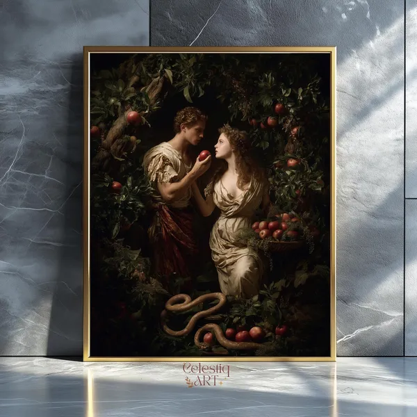 Adam and Eve Biblical Garden of Eden Art Print