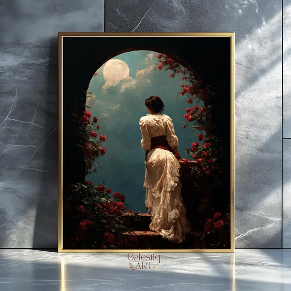Juliet In The Garden Art Print, Victorian Roses