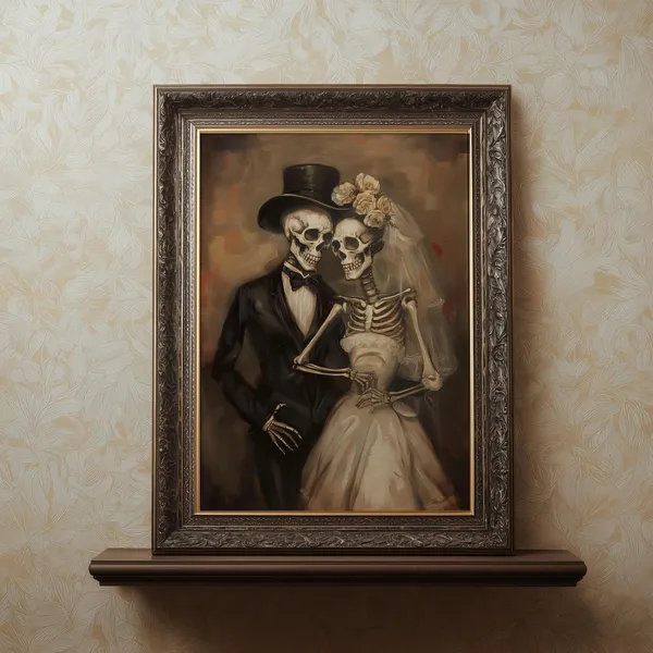 Gothic Skeleton Couple Wedding Art Print