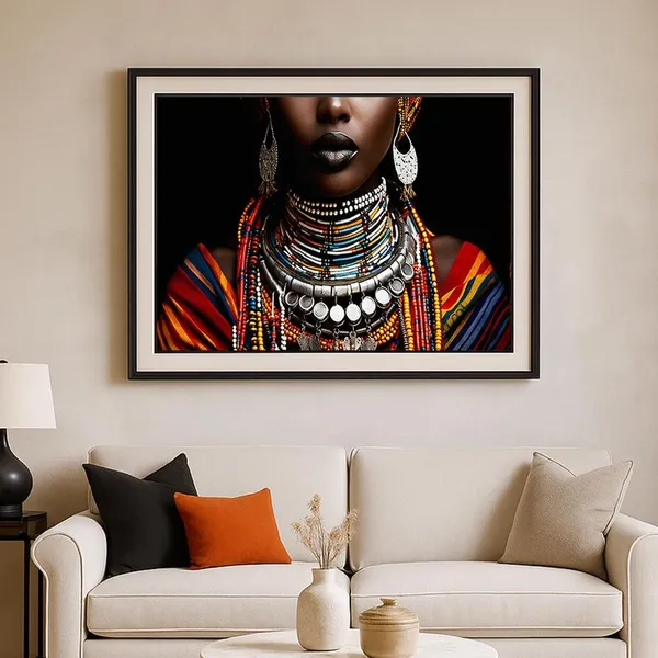 African Tribal Woman Boho Ethnic Portrait Art Print