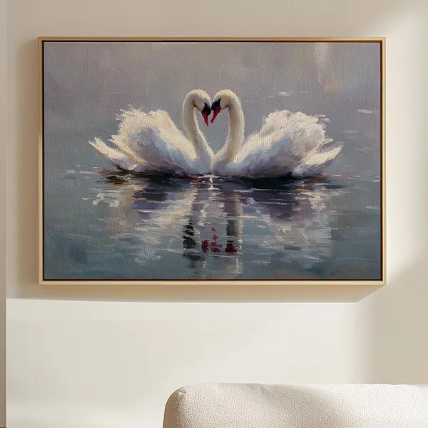 Romantic Swan Couple Painting, Elegant Nature Art Print