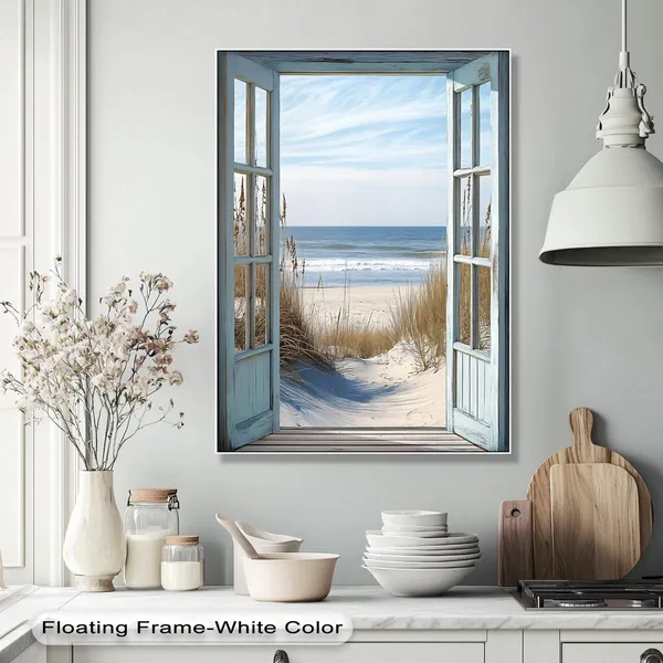 Beach View Coastal Window Art, Seaside Decor