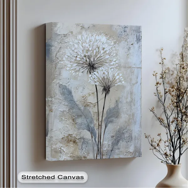 Textured Dandelion Neutral Botanical Art Print