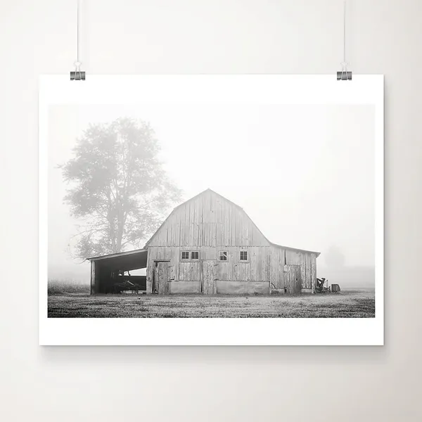 Black and White Barn Photograph, Rustic Decor Art Print