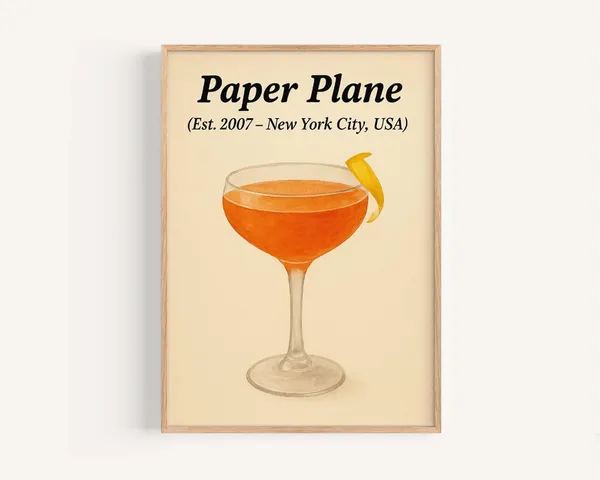 Paper Plane Cocktail Modern Bar Art Print