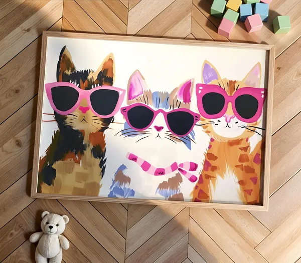 Funny Cat Wall Art, Modern Pet Poster