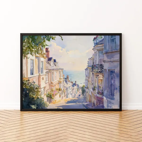 Watercolor Landscape Art Print, United Kingdom