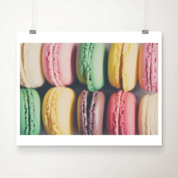 French Macaron Photograph, Kitchen Bakery Decor Art Print