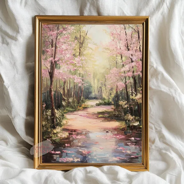Impressionist Blooming Cherry Blossoms Spring Art Print