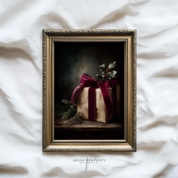Christmas Gift Still Life Vintage Holiday Art Print