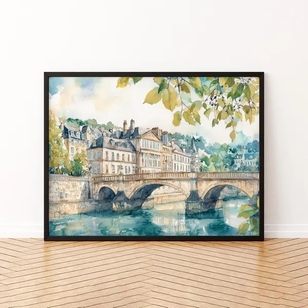 Bath Watercolor Poster, United Kingdom Landscape