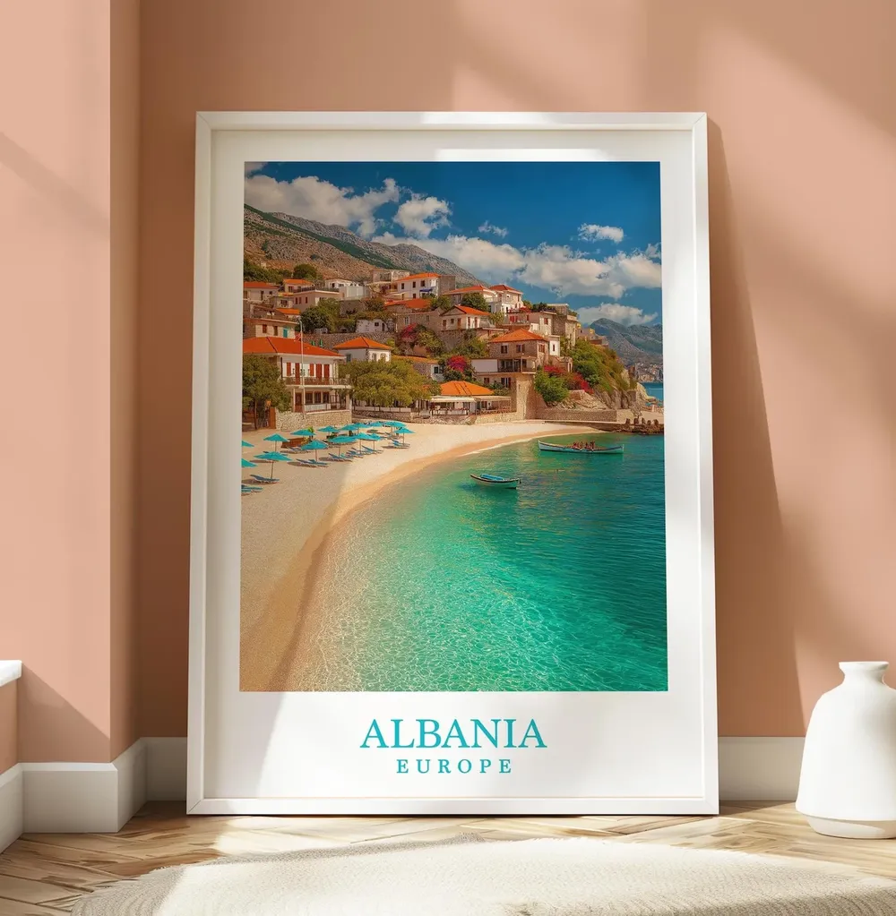 Albania Travel Poster, Modern Wall Art Print