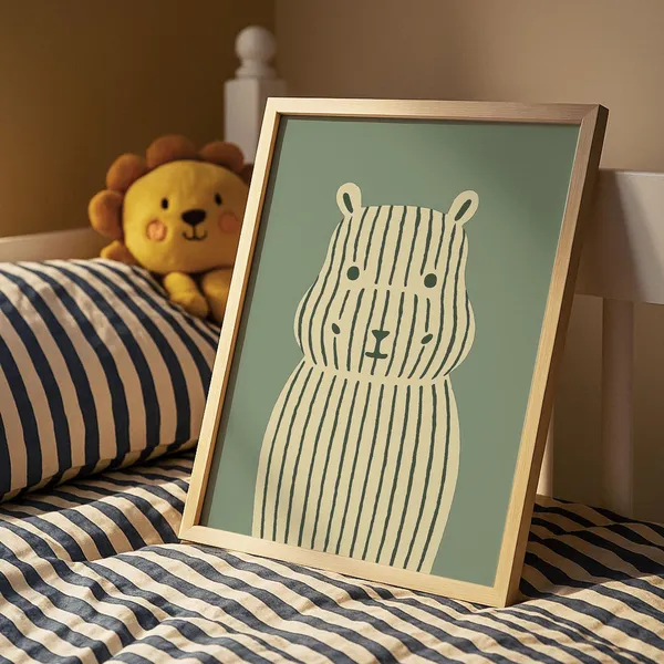 Sage Green Hippo Print, Whimsical Nursery Decor