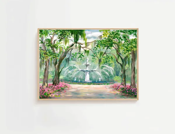 Savannah Fountain, Forsyth Park Southern Landscape Poster