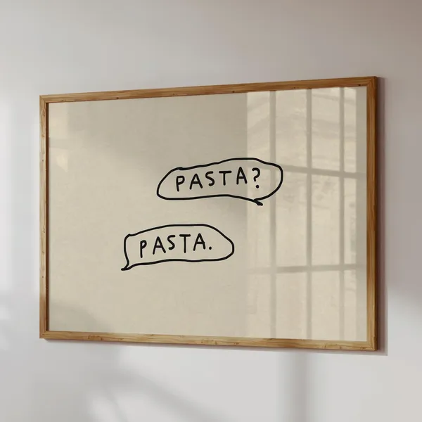 Handwritten Pasta Poster, Trendy Kitchen Wall Art
