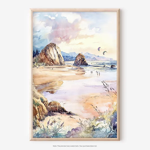 Oregon Coast Wall Art Watercolor Poster