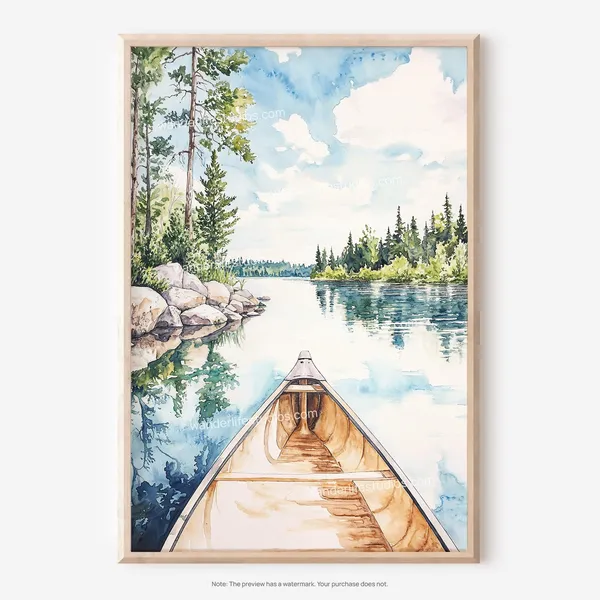Boundary Waters Watercolor Art Print, Minnesota