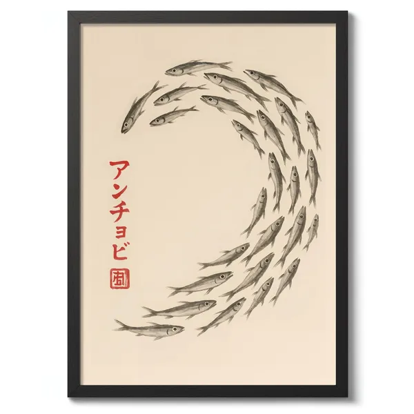Shoal by Matsumoto Hoji, Japanese Sumi-e Art Print