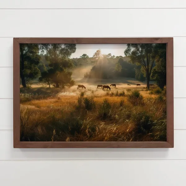 Horses In A Field, Farmhouse Animal Wall Art