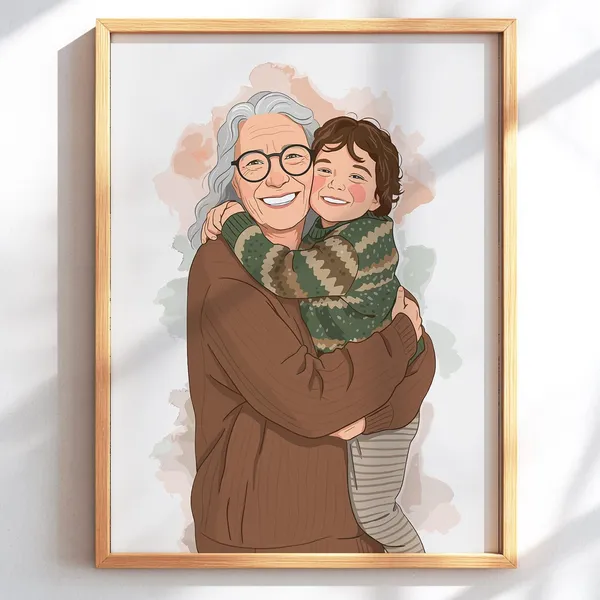 Personalized Grandmother Grandchild Portrait Art Print
