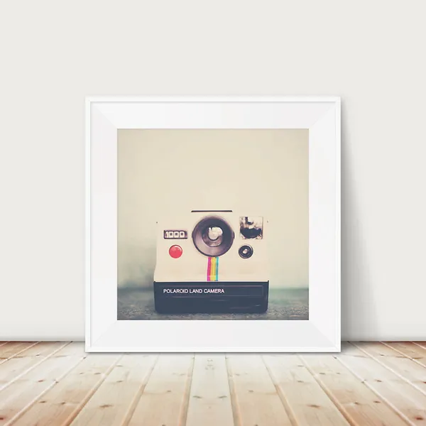 Vintage Polaroid Camera Art Print, Retro Photography